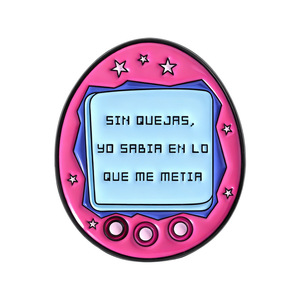 Pins de esmalte retro con diseño de huevo y cita en español de Tamagotchi, divertidos, con la frase 'Yo No Odio A Nadie', pin de solapa de arte pixelado colorido, como regalos para amigos - Product Image 4