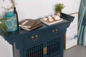 प्राचीन नौसेना ब्लू फेंग शुई साइडबोर्ड गोल्ड गेट टॉवर कला प्रवेश द्वार के लिए भाग्यशाली पैटर्न - Product Image 4