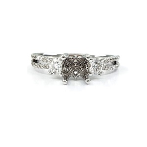 Bague de fiançailles semi-montée classique en or blanc 18 carats avec diamants pour femme, idéale pour les mariages et l'usage quotidien – Expédition directe depuis Hong Kong - Product Image 1