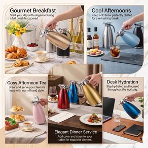 Custom logo Thermal Milk Tea <b>Coffee</b> Carafe Insulated Stainless Steel <b>Coffee</b> Carafe for Hot Liquids Vacuum Thermal Pot - Product Image 6