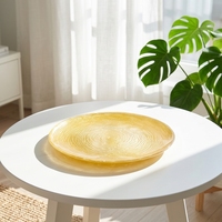 Assiettes de présentation en verre de luxe écologiques de 33 cm pour la maison, gravées, pour mariage, vert et jaune, vente en gros