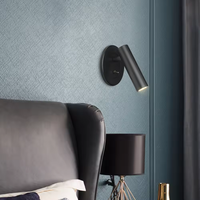 Cabecero Flexible de Hotel de alta calidad, iluminación de lectura Led, mesita de noche de aluminio, luz de lectura de pared de 3W con interruptor
