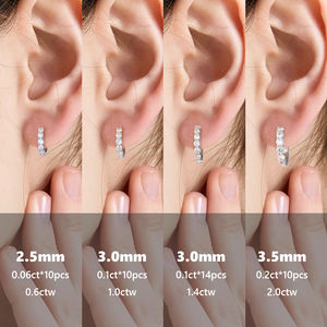 Usa Stock Vvs Moissanite Diamant Huggie Oor Manchetten Vrouwen Mannen Sieraden Geschenken 925 Sterling Zilver 14K Echt Vergulde Hoepel Oorbel - Product Image 4