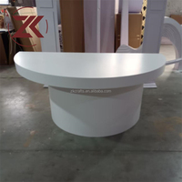 Table de présentation ZKAI minimaliste en acrylique blanc côtelé, socle rond cannelé en PVC pour desserts de mariage