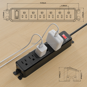<strong>Wall</strong> <strong>Mount</strong> Smart <strong>Plug</strong> 6 AC Outlets Copper Power Strip with USB Port Overload Protection Indicator <strong>Light</strong> for Hospital Office Use - Product Image 3
