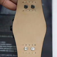Montre chronographe à quartz pour homme, bracelet en cuir à rivets larges, grand cadran, montre sport pour homme