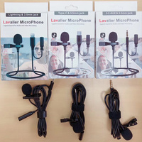 Microphone métallique omnidirectionnel de 1.5m avec prise 3.5mm Microphones à pince Lavalier Mini micro audio pour appareil photo ordinateur portable téléphone