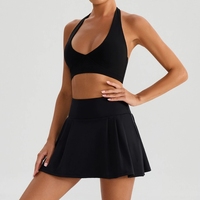 Ensemble de sport deux pièces pour femme : soutien-gorge à bretelles et robe de tennis pour entraînement, course et yoga