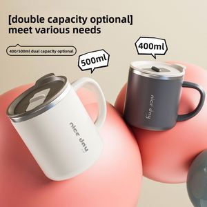 Japanese Style 304 Stainless Steel Double Wall Mug <b>Push</b> Lid Coffee Milk Cup Creative Water Cup for Gift - Product Image 2