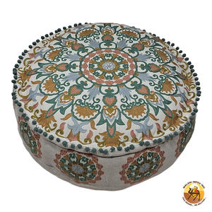 Puf otomano de algodón de estilo bohemio moderno bellamente bordado indio decorativo Bean Bag decoración de Navidad tela estilo artístico - Product Image 3