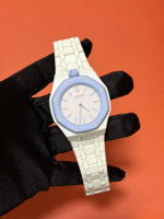 Nouvelle Montre Mécanique Automatique de Luxe Sportive en Céramique Bleu Clair 2026 pour Hommes et Femmes, Cadran à Aiguilles, Réserve de Marche, Style Hip Hop