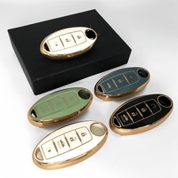 Funda para Llave de Nissan de 5 Botones, Carcasa con Detalles Dorados, Funda Protectora de TPU para Llaves, Resistente a Arañazos, Carcasa a Presión para Llaves de Auto
