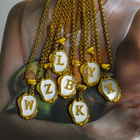 Collar 3D con Forma de Corazón de Acero Inoxidable, Estilo Veraniego, con 26 Letras, Gota de Aceite, Chapado en Oro de 18K, Retención de Color, Unisex