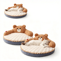 Lit pour chat en forme d'ours mignon, canapé-lit pour animaux de compagnie, toutes saisons, chaud, doux, en peluche, nid pour chien, tapis de couchage confortable pour animaux de compagnie