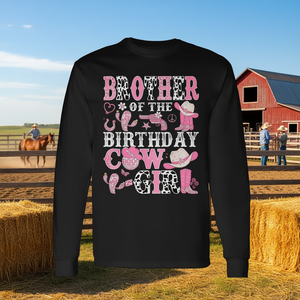 Camiseta de manga larga Brother Of The Birthday Cowgirl Rodeo, diseño rosa y negro - Product Image 3