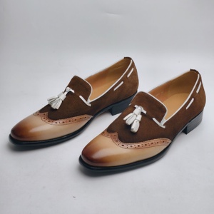 Customized Classic <strong>Brogue</strong> Men's Casual Dress Shoes Breathable Comfort Anti-Slippery Handmade Genuine Cow <strong>Suede</strong> Slip on Office - Product Image 2