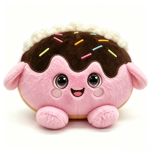 ตุ๊กตาแกะโดนัทแบบกำหนดเอง ดีไซน์โรยน้ำตาล ไส้ใยฝ้าย PP สีชมพู ธีมอาหาร เบเกอรี่ สัตว์ ฮาโลวีน สำหรับเด็กทุกเพศ 0-24 เดือน - Product Image 4