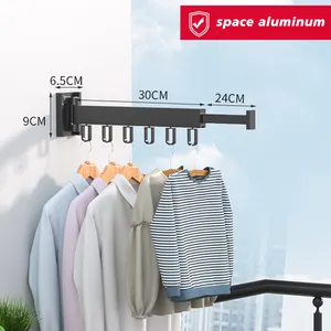 Faltbare Kleidung Aufhänger Wand montage einziehbares Tuch Trocken gestell platzsparend Aluminium Haus Wäsche linie Wasch leitungen