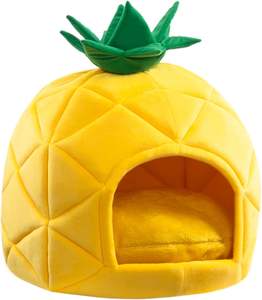 Nueva cama para mascotas autocalentable en forma de piña de felpa con cojín lavable extraíble y fondo antideslizante para gatos de interior y perros pequeños - Product Image 4