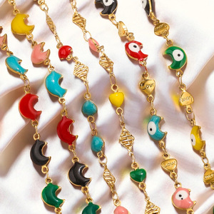 1 M in acciaio inox smalto malvagio occhio turco bracciale gioielli accessori per signore placcato oro collana cavigliera gioielli - Product Image 3