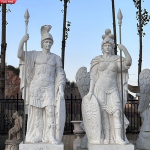 Youfine bằng đá cẩm thạch trắng Châu Âu chiến binh điêu khắc cho cổ điển vườn Manor vuông trang trí nội thất - Product Image 1