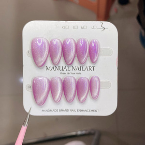 Ongles à presser œil <span class=keywords><strong>de</strong></span> chat en forme d'amande, <span class=keywords><strong>prix</strong></span> <span class=keywords><strong>de</strong></span> gros, nouveaux, multicolores, en ABS, <span class=keywords><strong>faux</strong></span> ongles, vente chaude pour application sur les doigts - Product Image 3