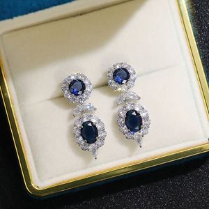 Orecchini Pendenti in Cristallo Blu Reale per Donne, Eleganti Accessori per Uso Quotidiano e Feste - Product Image 3