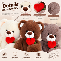 Ours en peluche personnalisé avec cœur épanoui, animaux en peluche pour cadeau d'anniversaire et compagnon romantique