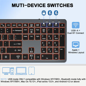 Teclado Retroiluminado Recargable JOMAA, Modo Dual 2.4G y Bluetooth, Teclado Inalámbrico Multidispositivo para Laptop, Tablet, Mac, iPad y Teléfono - Product Image 4