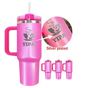 Gobelet de sublimation 40oz H2.0 en cuivre rose pailleté arc-en-ciel, gravé au laser, pour la Saint-Valentin et la Fête des Mères, idéal pour les cadeaux - Expédition depuis l'entrepôt américain - Product Image 4