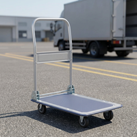 Carretilla de Plataforma Plegable con Superficie Recubierta en Polvo, Capacidad de 150 kg, Carretilla Plana Industrial para Transporte de Mercancías