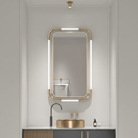 Miroir de salle de bain rond en acier inoxydable, miroir décoratif de vanité mural, résistant à l'eau, pour spa et salle de poudre