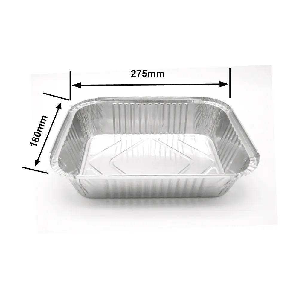 2000ml ağır gıda ambalajı ucuz gümüş alüminyum folyo barbekü tek kullanımlık konteyner