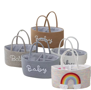 Nueva llegada China venta al por mayor guardería momia almacenamiento cuerda algodón cesta pañal organizador bolsa de viaje de coche - Product Image 1