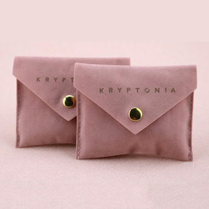 Custom Jewelry Pouch Packaging with Logo Microfiber Suede Jewelry Package Bags Velvet Jewelry Pouch with Insert Pad/Card Rings - Product Image 4
