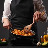 Ustensiles de ménage en bois personnalisés en gros Cuillères en bois d'acacia Ensemble d'ustensiles de cuisine 5 pièces avec trou