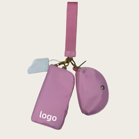 Portefeuille double compartiment pour poignet avec porte-clés, blocage RFID, étanche, en cuir PU, fermeture éclair, doublure polyester, pour usage quotidien