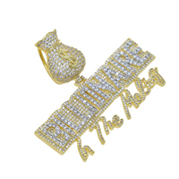 Pendentif Sac à Argent en Dollars Américains, Bling Bling, Zircone Cubique 5A, Pavé, Hip Hop, Homme, Garçon, Lettre, Future Millionnaire, Bijoux