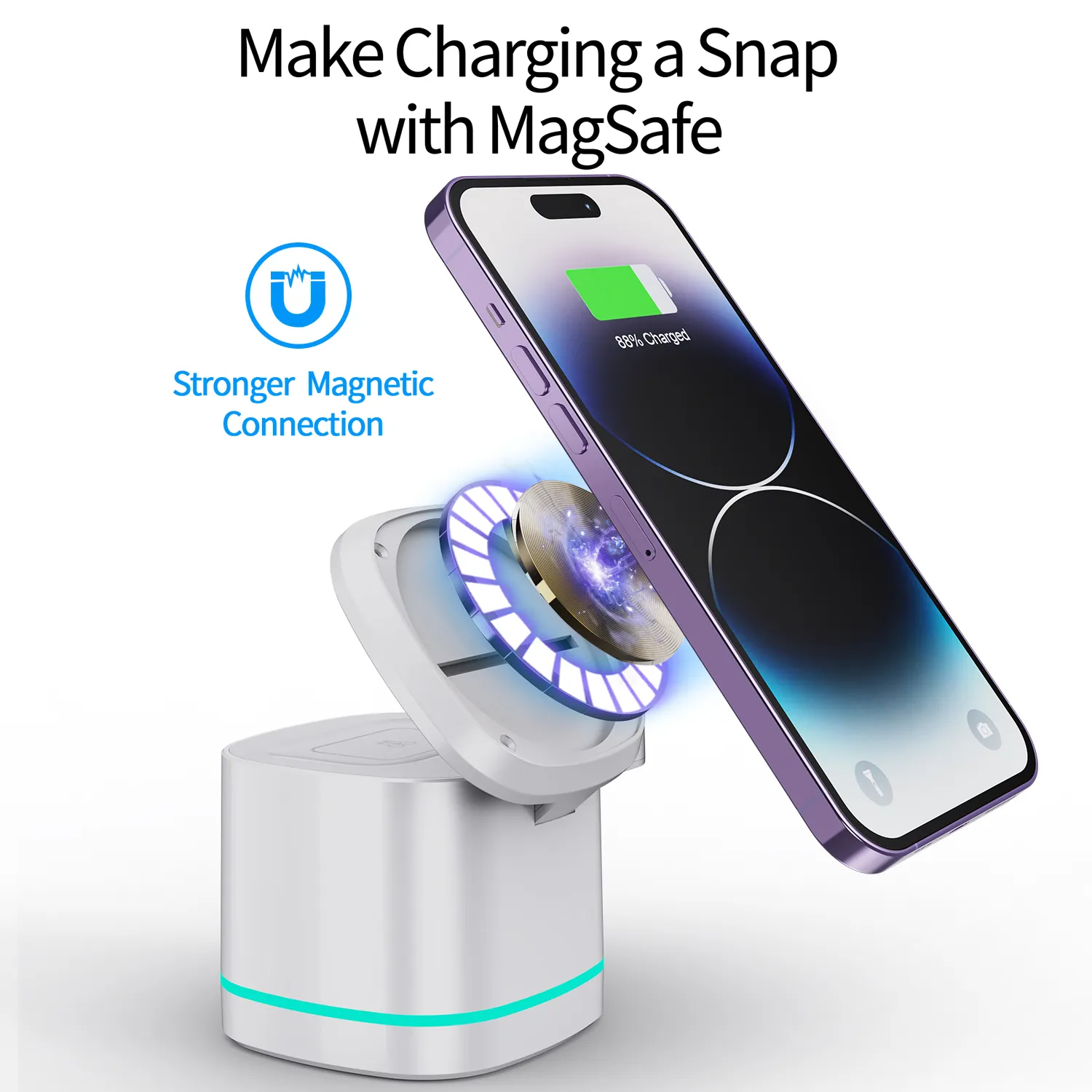 Cargador inalámbrico magnético multifuncional 3 en 1 para teléfonos móviles Apple, auriculares, relojes, carga de superficie