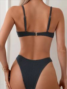 Traje de Baño de Dos Piezas con Tirantes Finos y <span class=keywords><strong>Push</strong></span>-<span class=keywords><strong>Up</strong></span>, <span class=keywords><strong>Bikini</strong></span> Triangular con Aros para Mujer, Envío Rápido en 2 Días, Logotipo Personalizado - Product Image 4