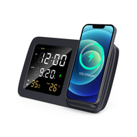 Desktop Aanpassen Logo Multifunctionele Draadloze Oplader Digitale Wekker En Kalender Met Temperatuurmonitor