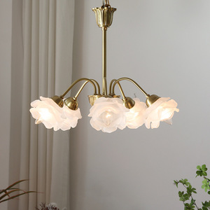 Beau lustre <span class=keywords><strong>Art</strong></span> <span class=keywords><strong>déco</strong></span> luxe <span class=keywords><strong>verre</strong></span> rose fleur LED éclairage suspendu pour chambre intérieur maison hôtel <span class=keywords><strong>plafonnier</strong></span> - Product Image 4