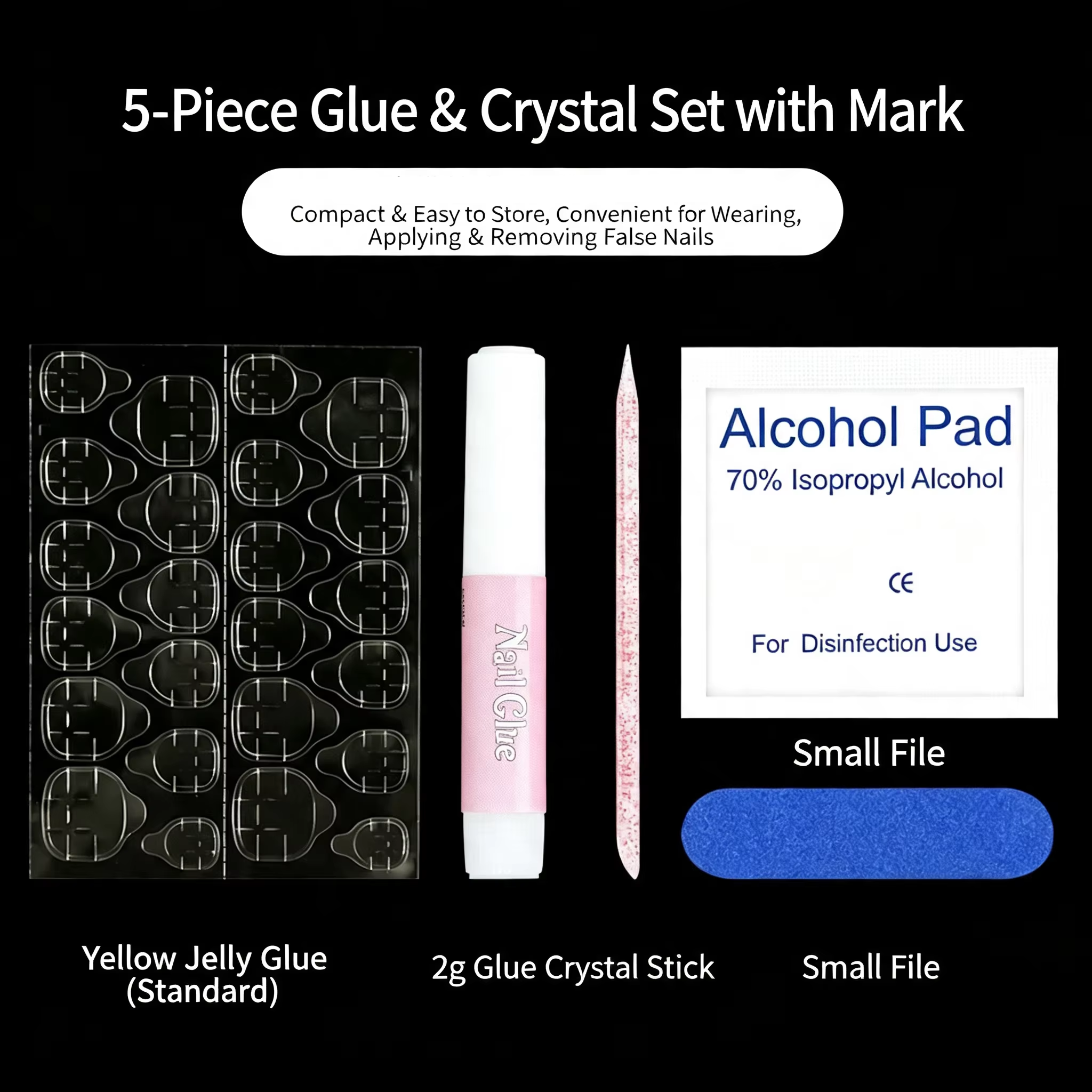 Kit de préparation des ongles 5 pièces pour faux ongles à coller