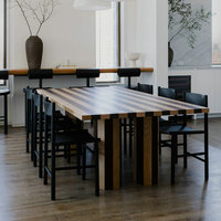 Ensemble de meubles de salle à manger de luxe pour la maison, table à dîner avec base en bois, table à dîner rectangulaire moderne nordique avec plateau tournant pour mariage