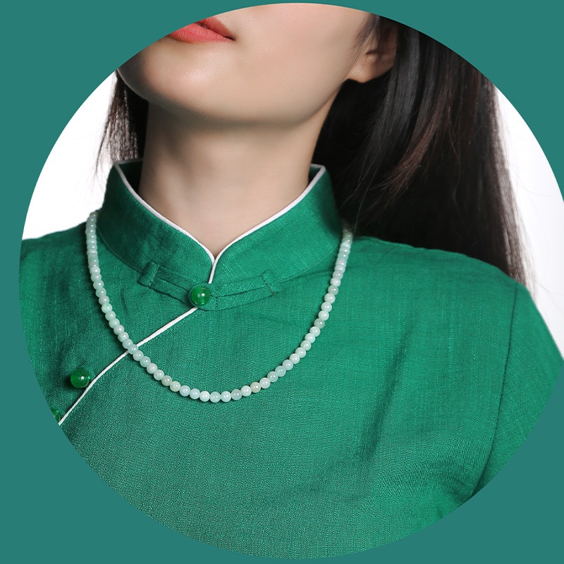 HMOIS Long Jewelry Hetial Jade Necklace Natural Stone Wholesale Prices Real Women Green Jade Necklaces