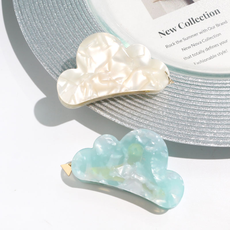 XinMei Оптовая переработанная целлюлоза ацетатные заколки для волос облако элегантные мраморные белые заколки для тонких волос новое поступление