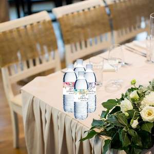 Pegatinas de etiquetas para botellas de <span class=keywords><strong>agua</strong></span> con flores, envolturas para botellas de boda, gracias por celebrar con fiesta de <span class=keywords><strong>cumpleaños</strong></span> autoadhesiva Floral - Product Image 6