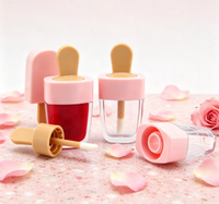 Tube de gloss à lèvres en forme de crème glacée 5ml, multicolores, emballage cosmétique personnalisé avec logo