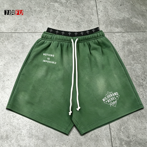 Pantaloncini da Uomo 280gsm Pesanti Effetto Acido Sbiadito al Sole Stile Vintage per Streetwear, Pantaloni Sportivi Larghi da Uomo di Alta Qualità Personalizzabili - Product Image 1