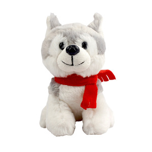 Lindo <span class=keywords><strong>Husky</strong></span> de peluche Animal <span class=keywords><strong>Husky</strong></span> <span class=keywords><strong>Siberiano</strong></span> perro de juguete de felpa con la bufanda roja - Product Image 1